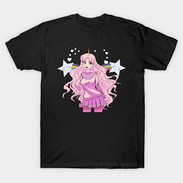 Anime Girl Unicorn T-Shirt by funkyteesfunny